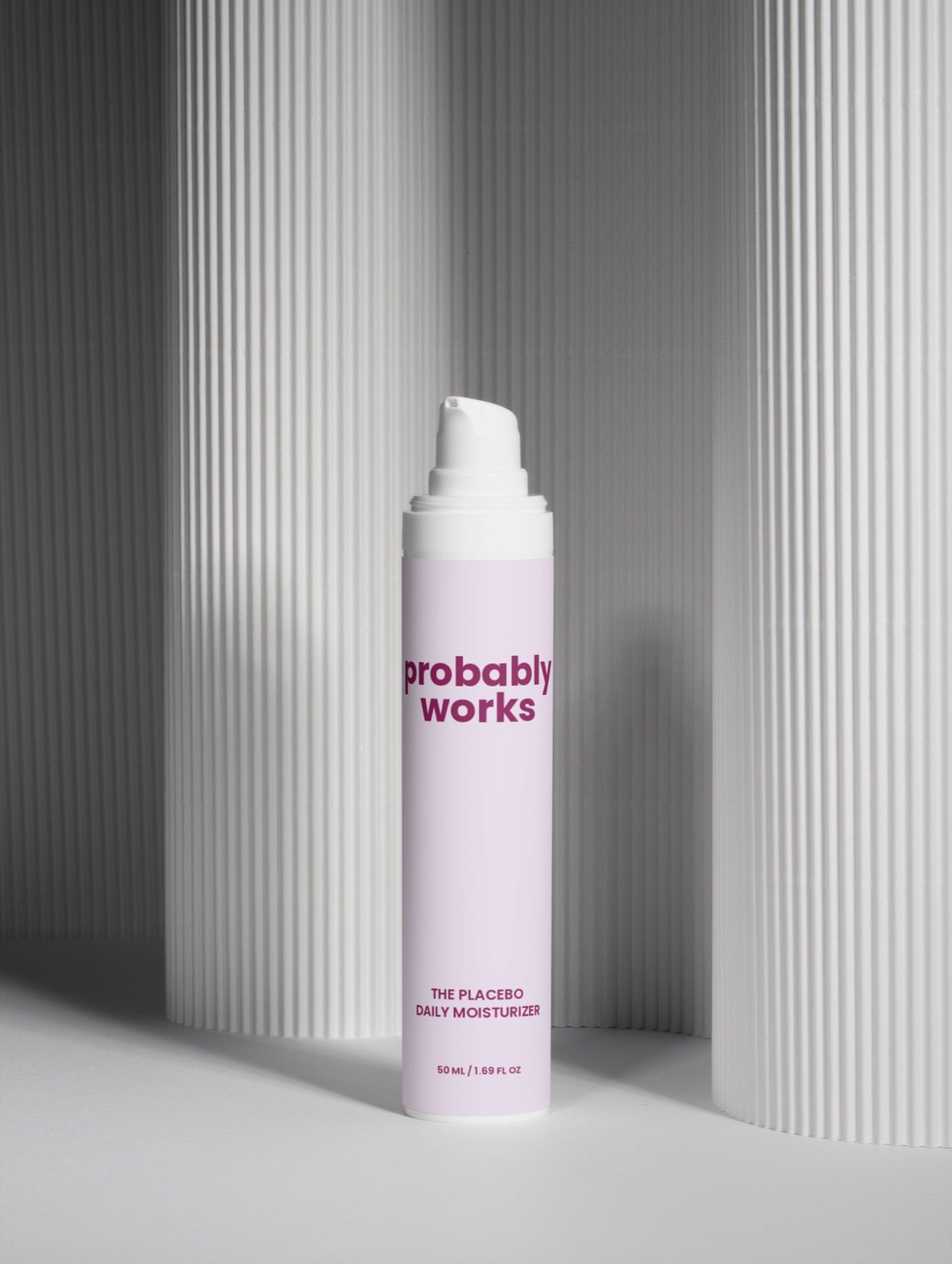Bottle between white columns