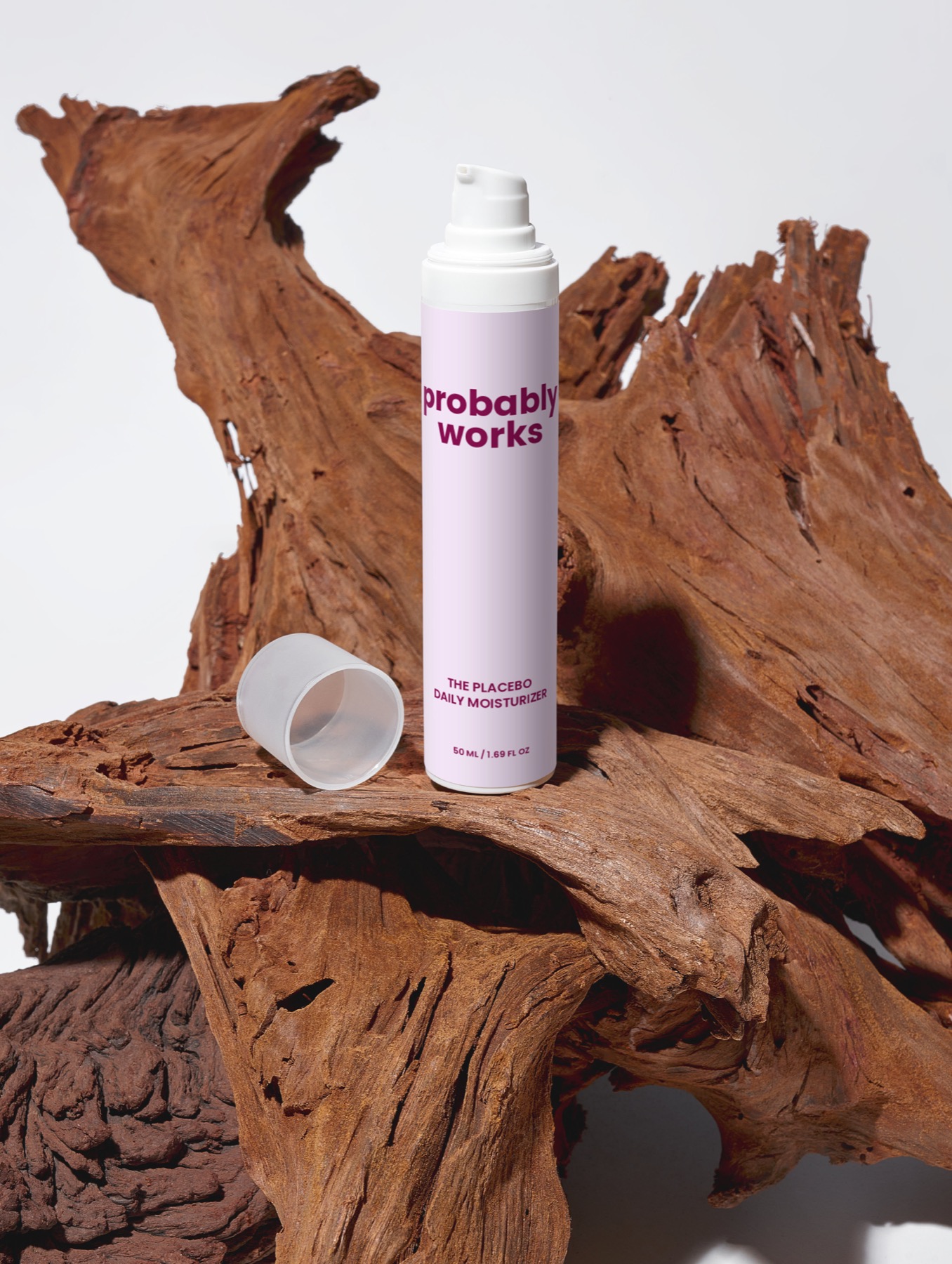 the placebo daily moisturizer on red driftwood